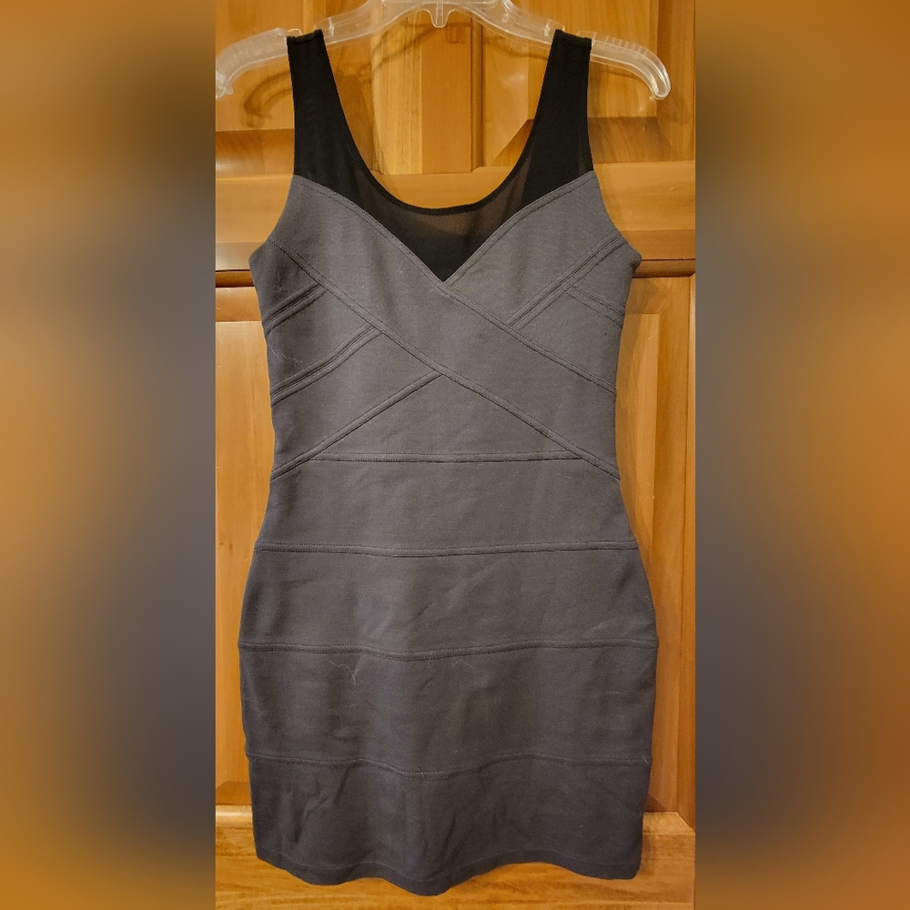 Express Grey Bodycon Bandage Sleeveless Dress with Mesh Size XS